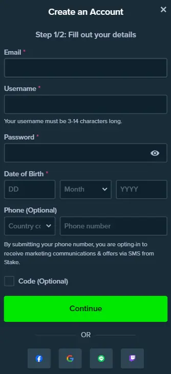 Stake registration form