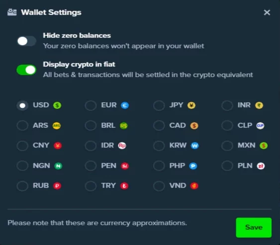 Available deposit methods in Stake